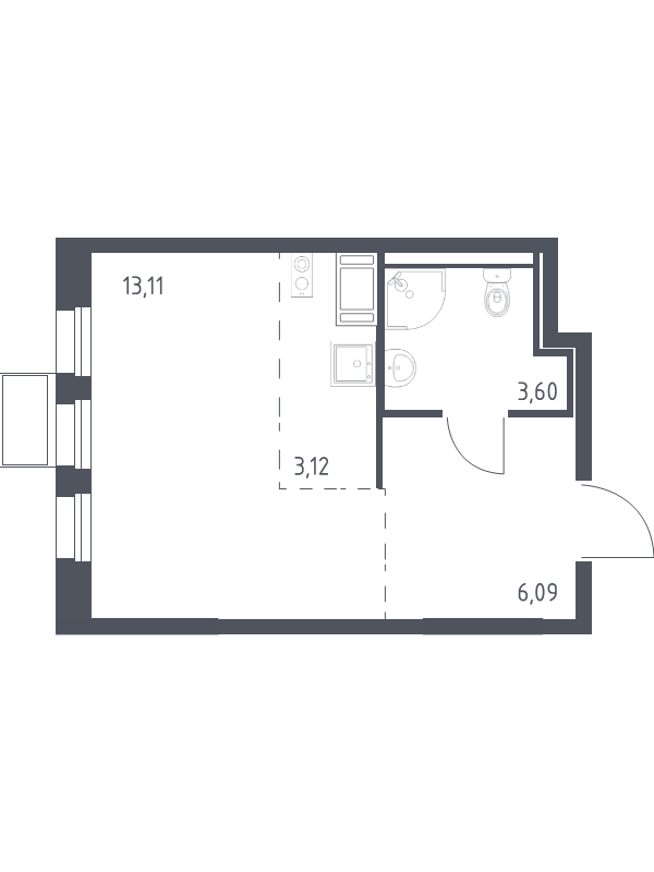 Студия 25,2 м²