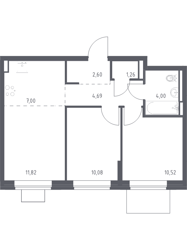 3 ккв (Евро) 52 м²