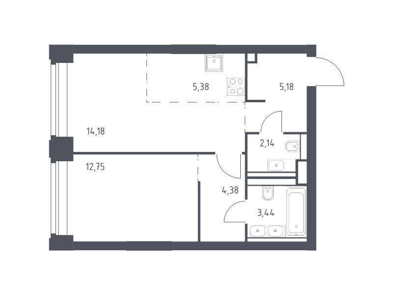 2 ккв (Евро) 47,5 м²