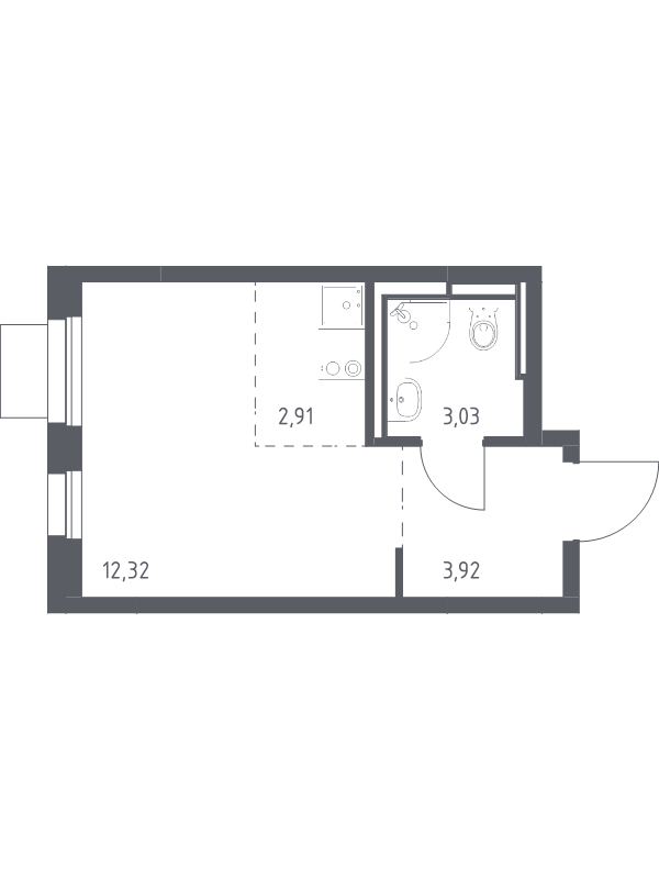 Студия 22,4 м²