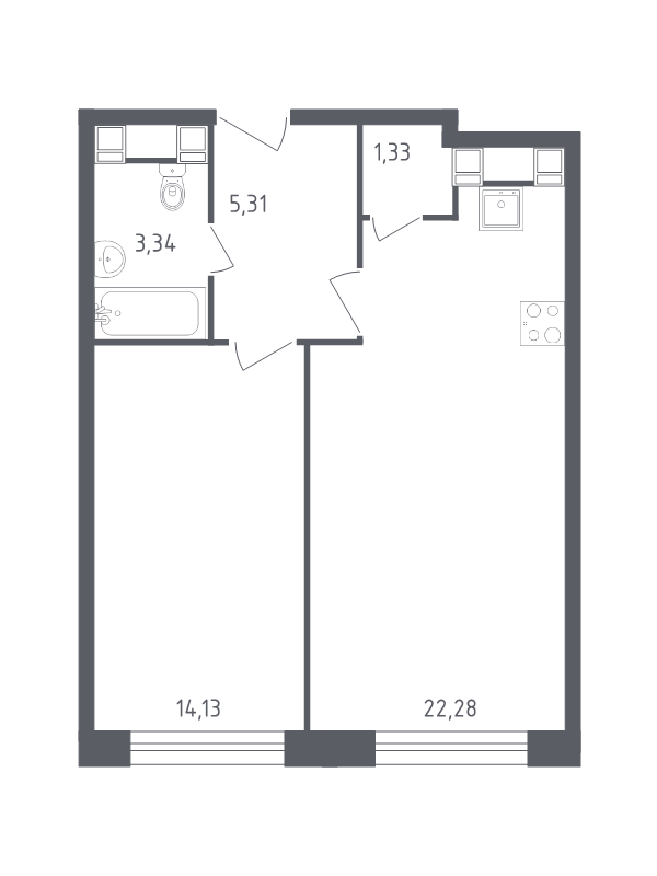 2 ккв (Евро) 46,4 м²