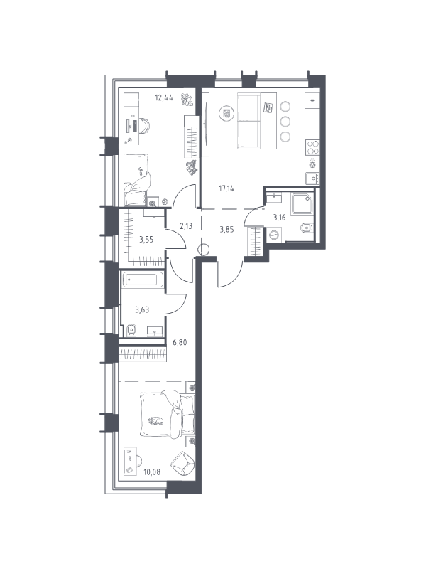 3 ккв (Евро) 62,8 м²