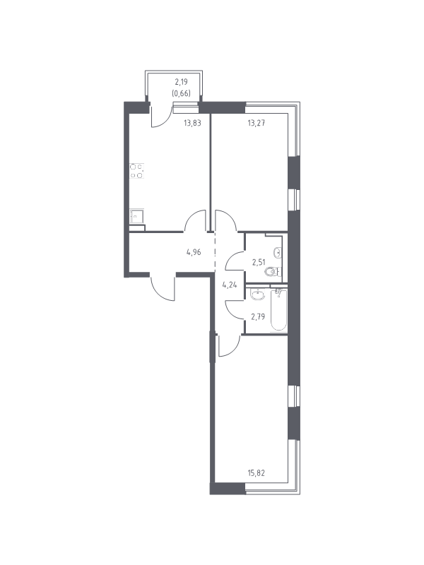 2 ккв 56,8 м²