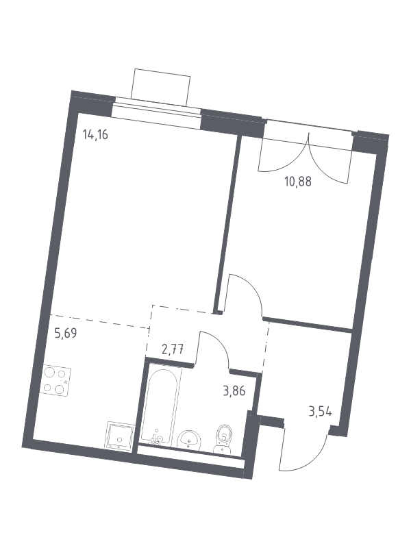 2 ккв (Евро) 40,9 м²