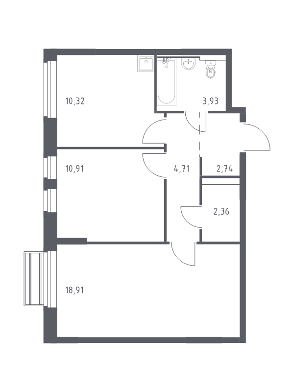 2 ккв 53,9 м²