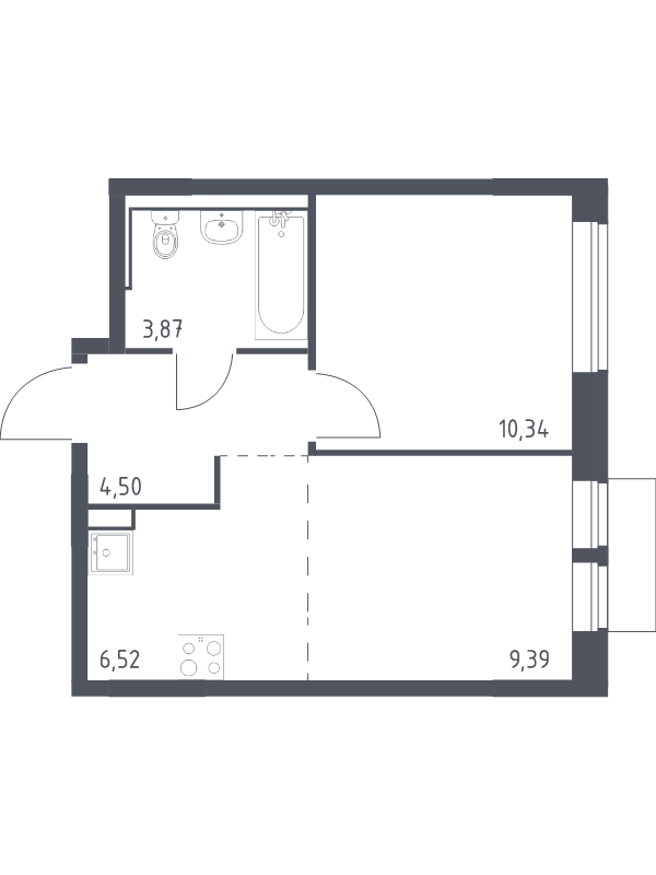 2 ккв (Евро) 34,6 м²