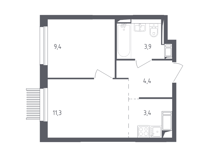 1 ккв 31,9 м²