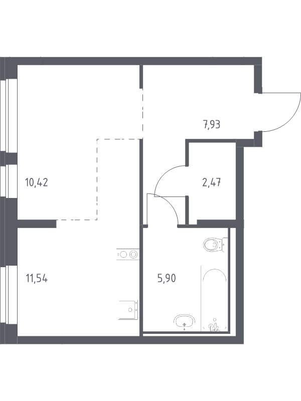 Студия 38,3 м²