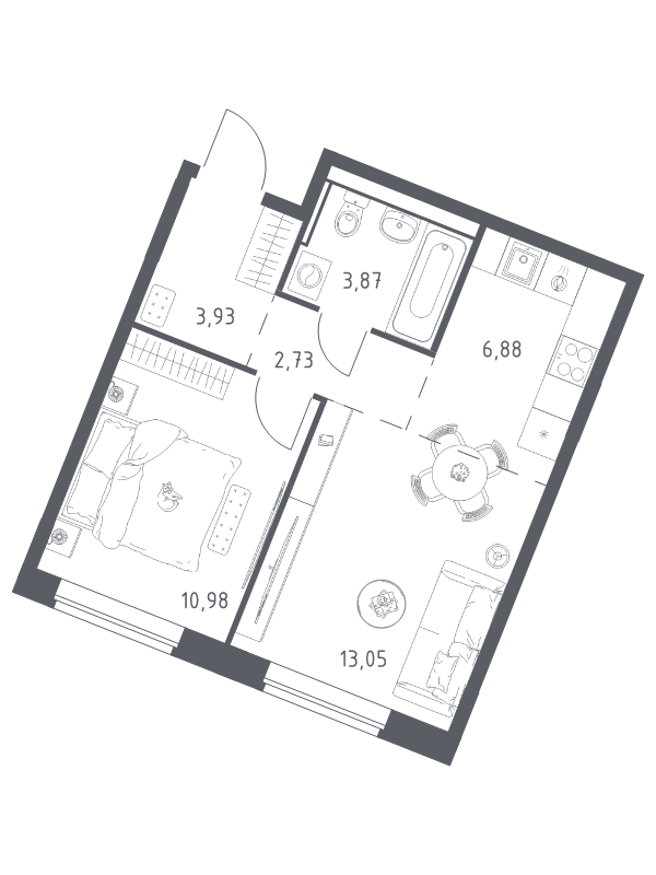 2 ккв (Евро) 41,5 м²
