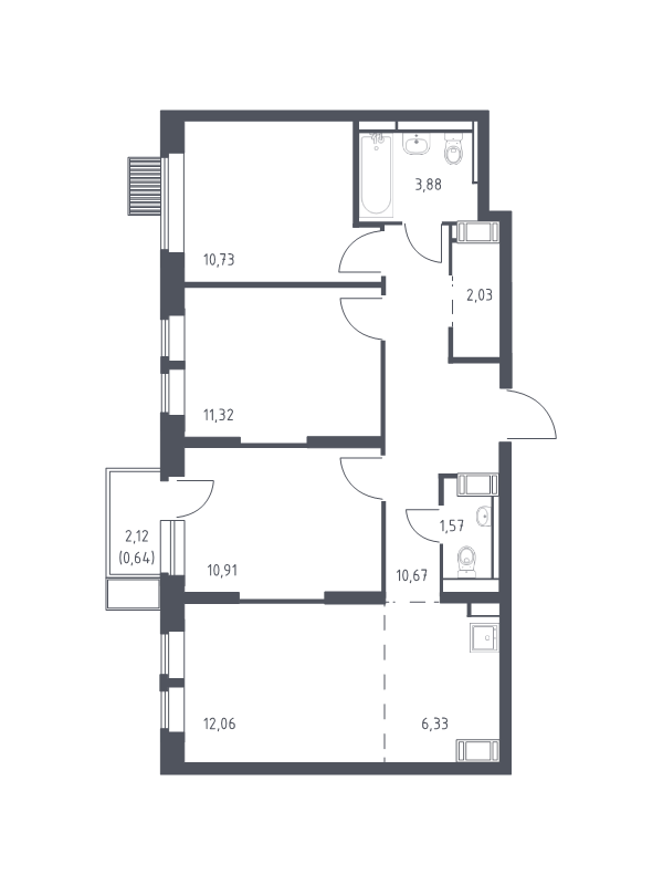 4 ккв (Евро) 70,1 м²