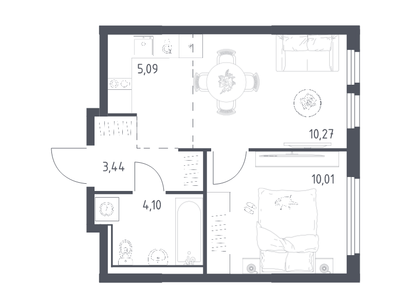 2 ккв (Евро) 32,9 м²
