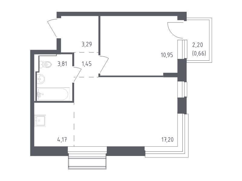 2 ккв (Евро) 41,5 м²