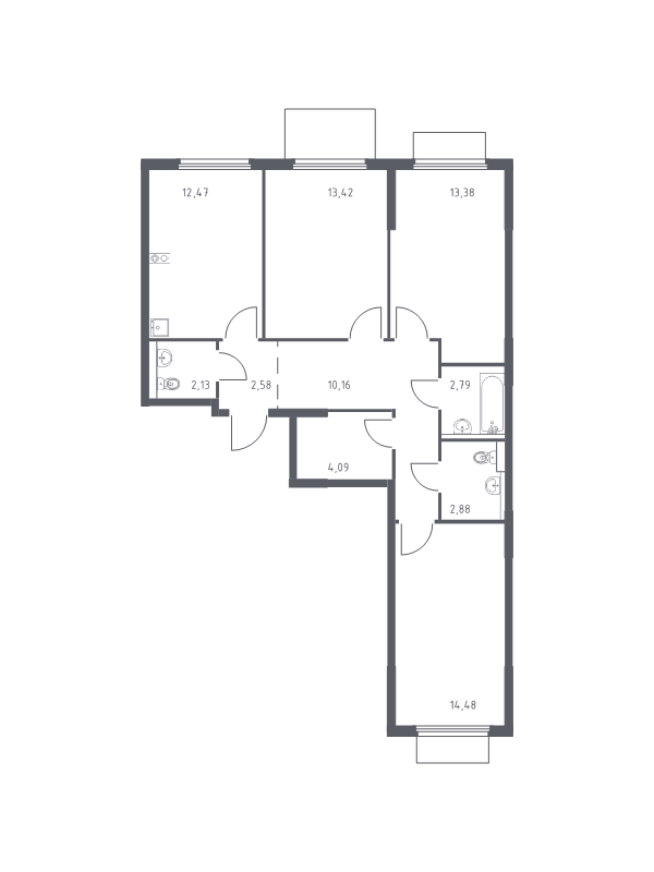 3 ккв 78,4 м²