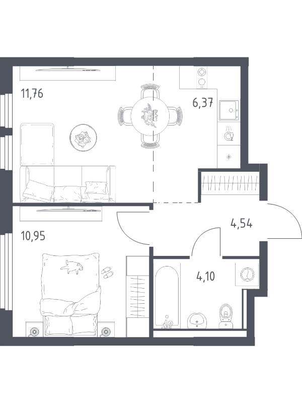 2 ккв (Евро) 37,7 м²