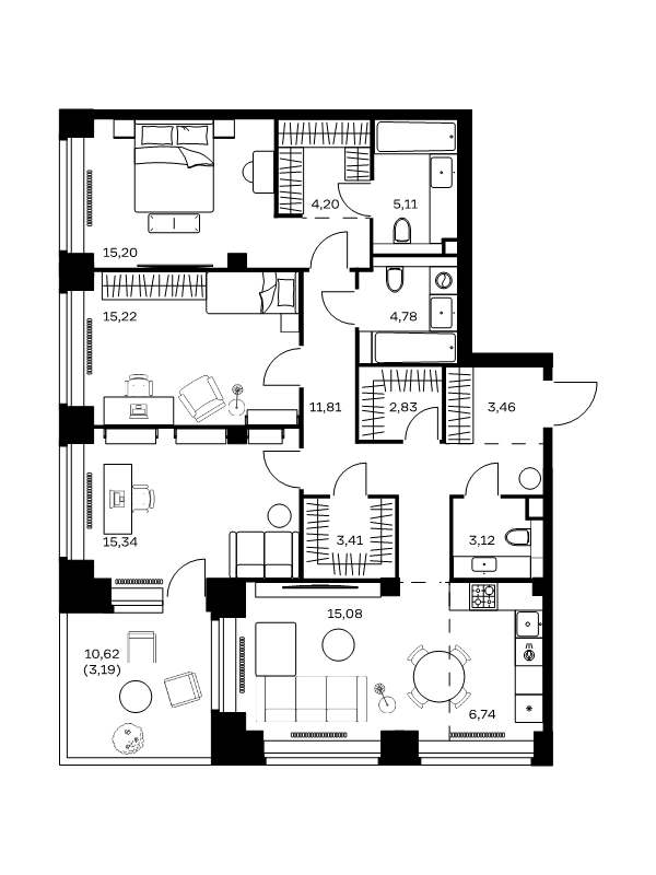 4 ккв (Евро) 109,5 м²