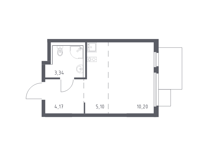 Студия 22,8 м²