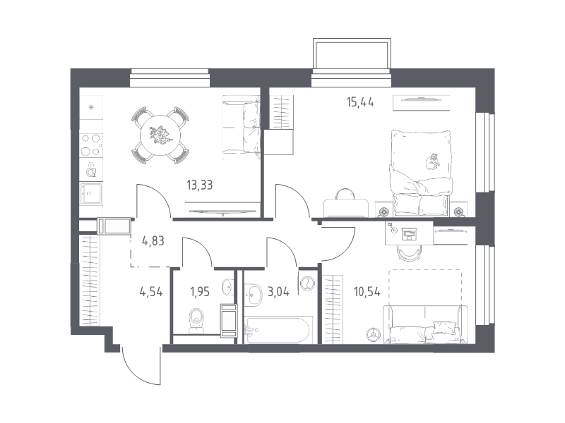 2 ккв 53,7 м²