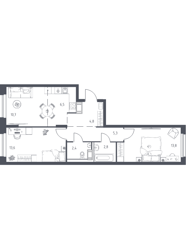3 ккв (Евро) 59,3 м²