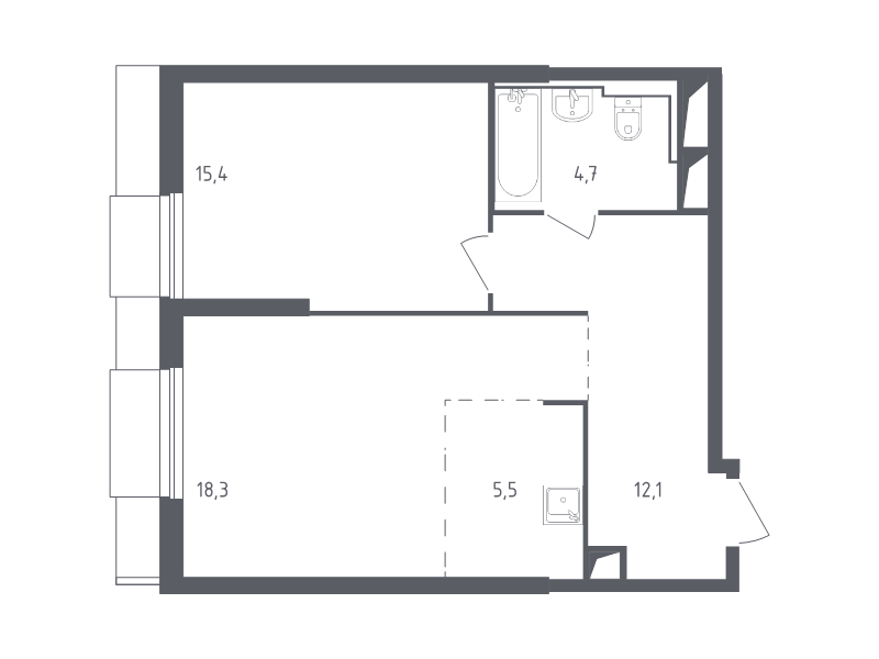 2 ккв (Евро) 56,8 м²