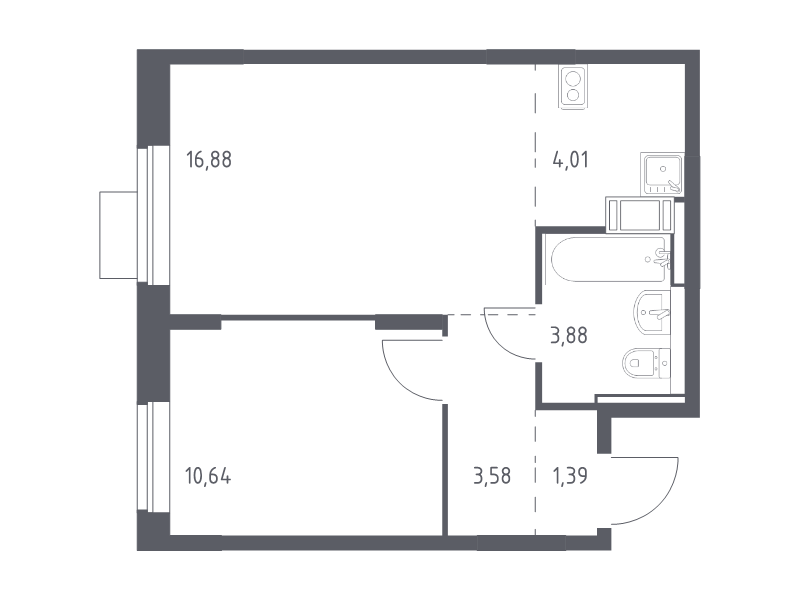 2 ккв (Евро) 40,4 м²