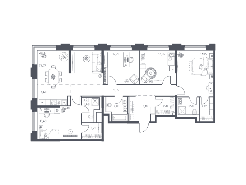 5 ккв (Евро) 125,6 м²