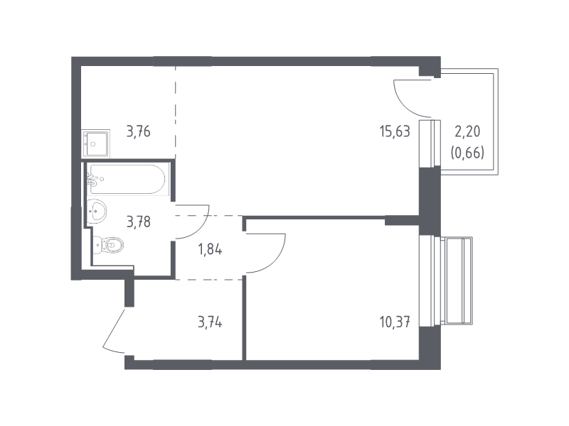 2 ккв (Евро) 39,8 м²