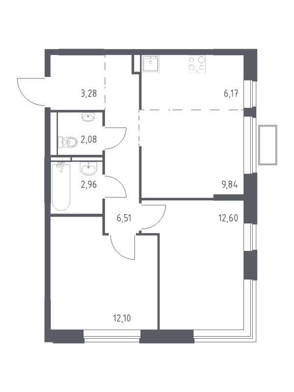 3 ккв (Евро) 54,5 м²
