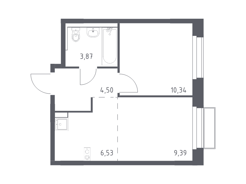2 ккв (Евро) 34,6 м²