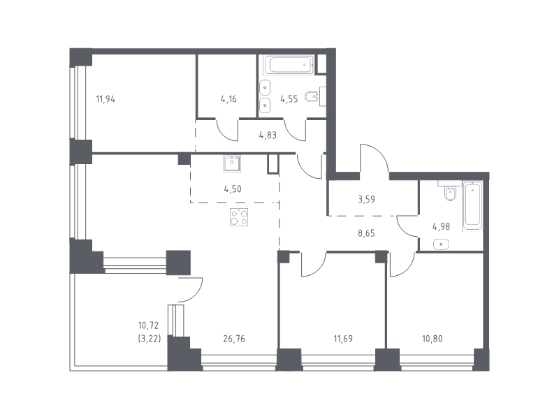 4 ккв (Евро) 99,7 м²