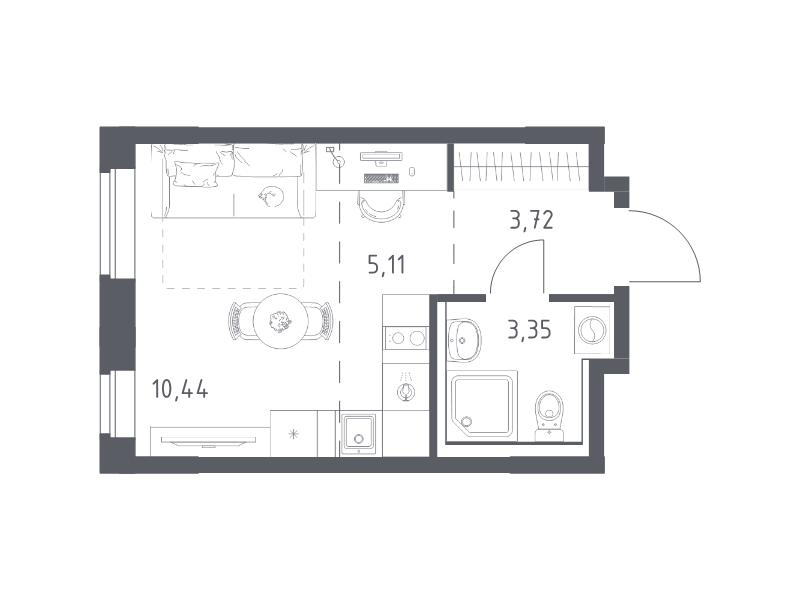 Студия 22,6 м²