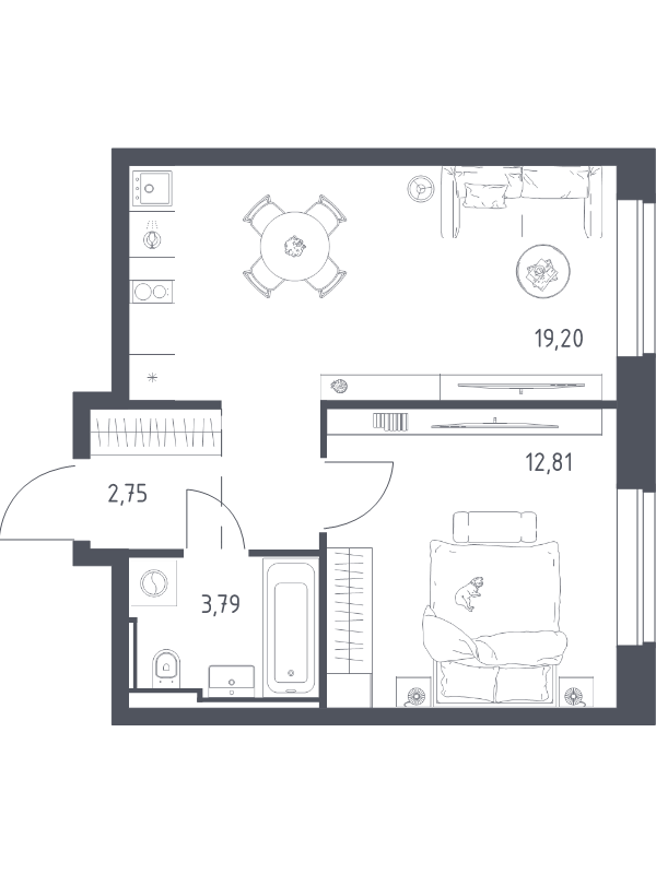 2 ккв (Евро) 38,6 м²
