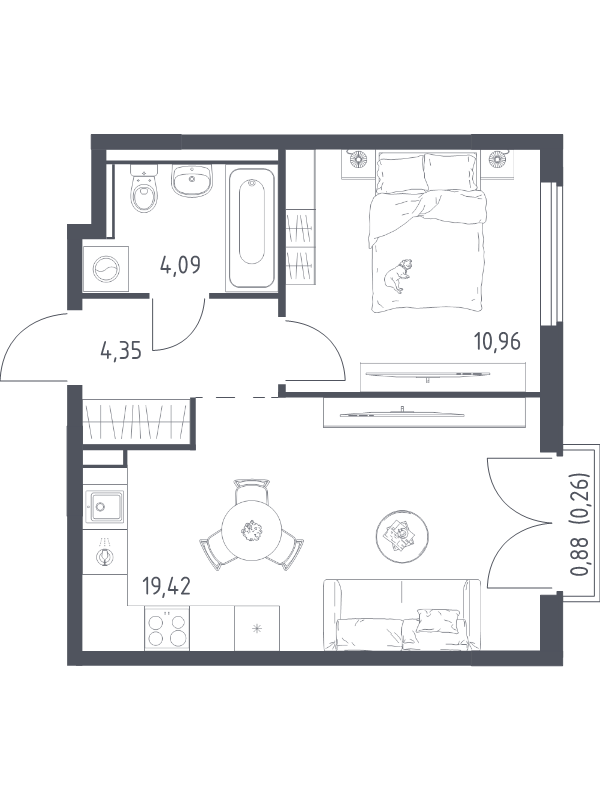 2 ккв (Евро) 39,1 м²