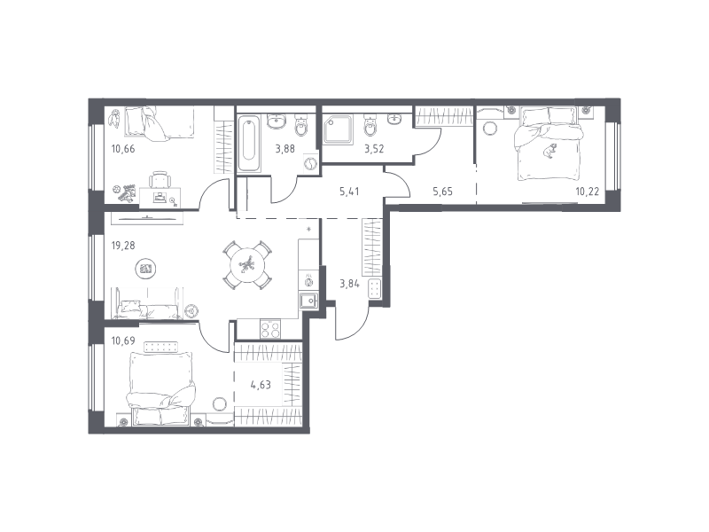 4 ккв (Евро) 77,8 м²