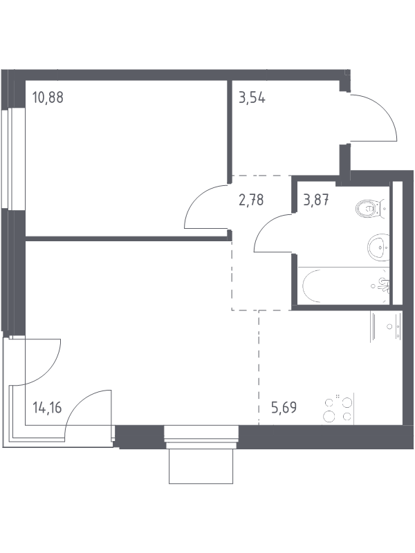2 ккв (Евро) 40,9 м²
