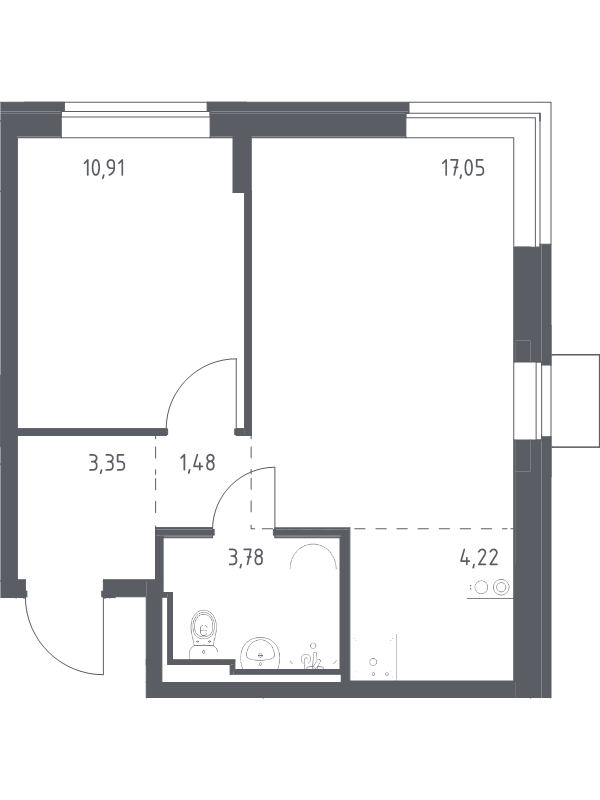 2 ккв (Евро) 40,8 м²