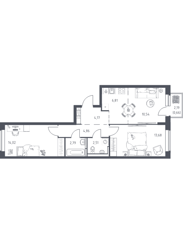 3 ккв (Евро) 60 м²