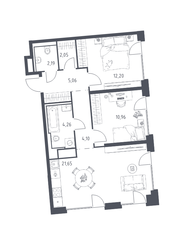 3 ккв (Евро) 62,5 м²