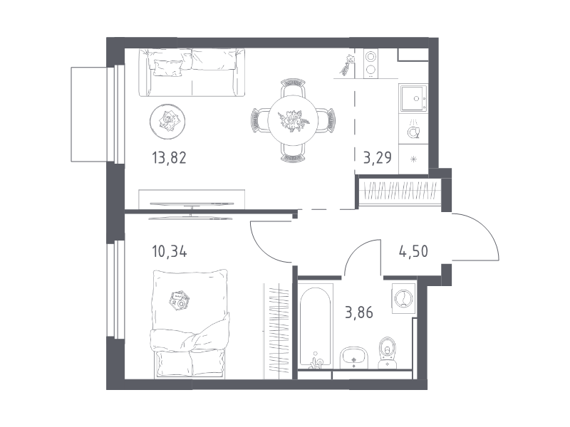 2 ккв (Евро) 35,8 м²