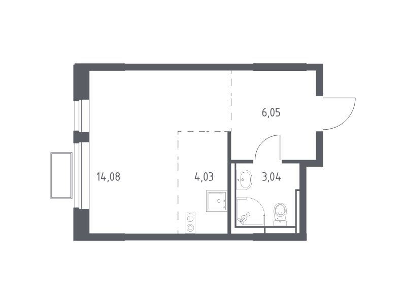 Студия 26,8 м²