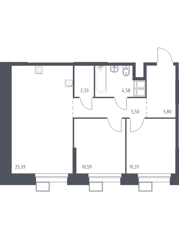 3 ккв (Евро) 64,5 м²