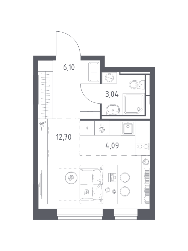 Студия 25,9 м²