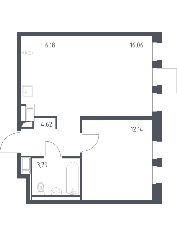 2 ккв (Евро) 42 м²