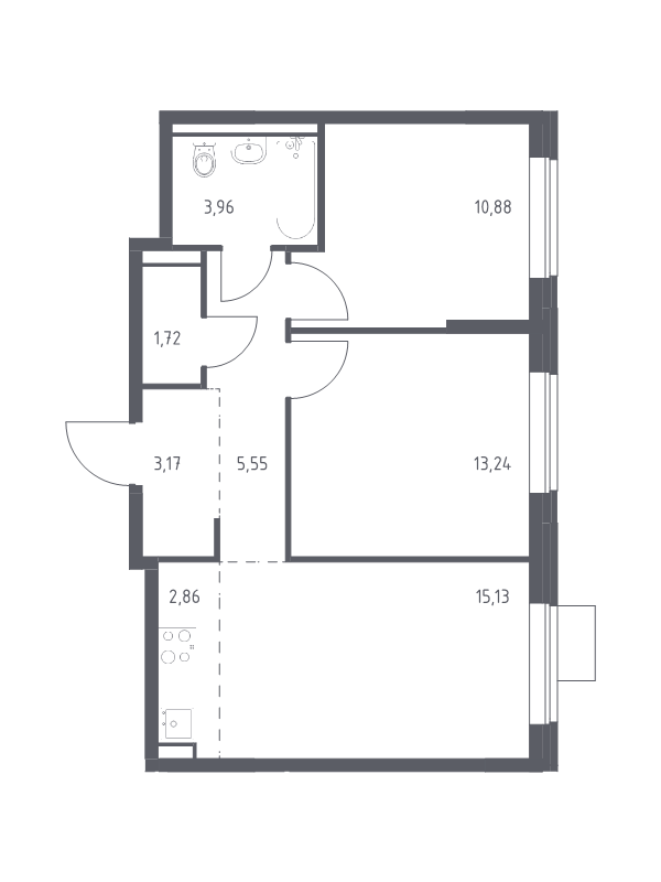3 ккв (Евро) 56,5 м²