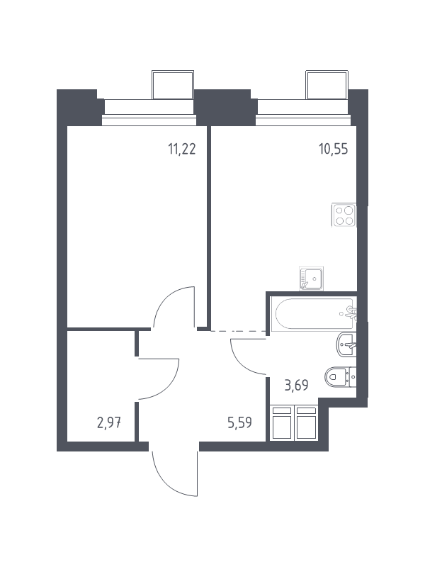 1 ккв 34,2 м²