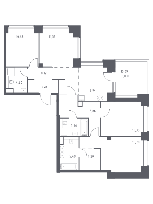 4 ккв (Евро) 103,5 м²