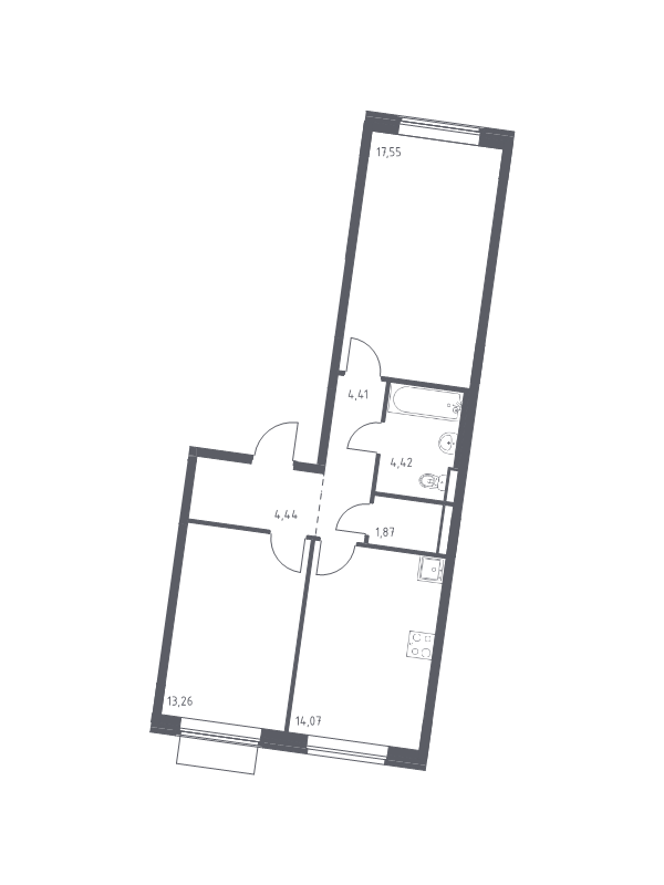 2 ккв 60 м²