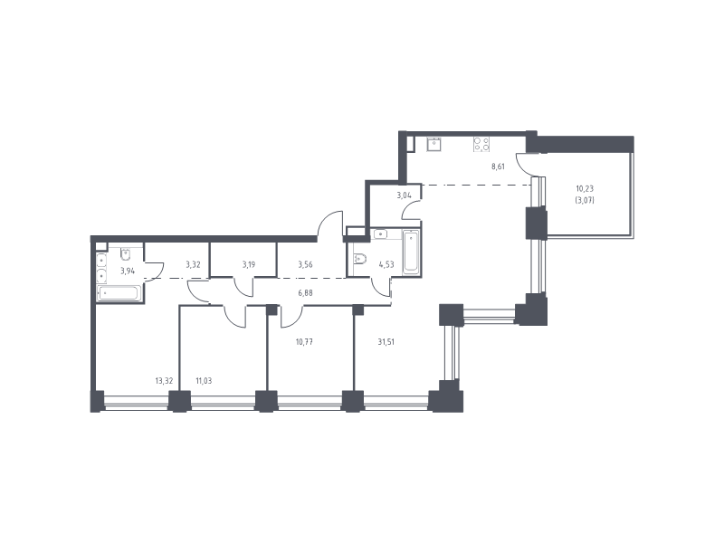 4 ккв (Евро) 106,8 м²