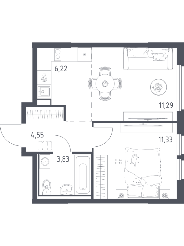 2 ккв (Евро) 37,2 м²
