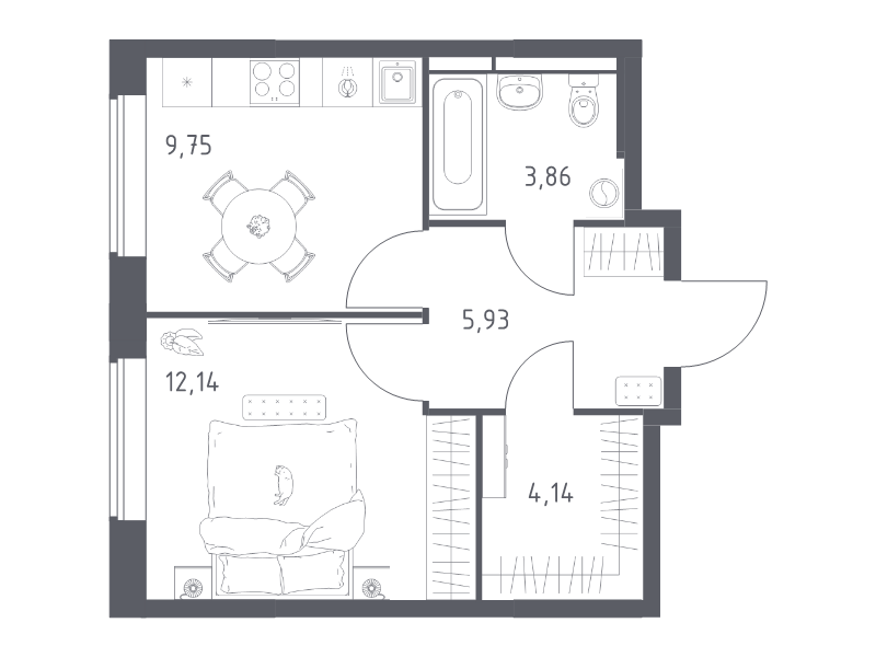 1 ккв 35,8 м²