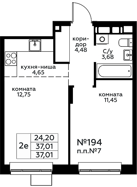 2 ккв (Евро) 36,9 м²